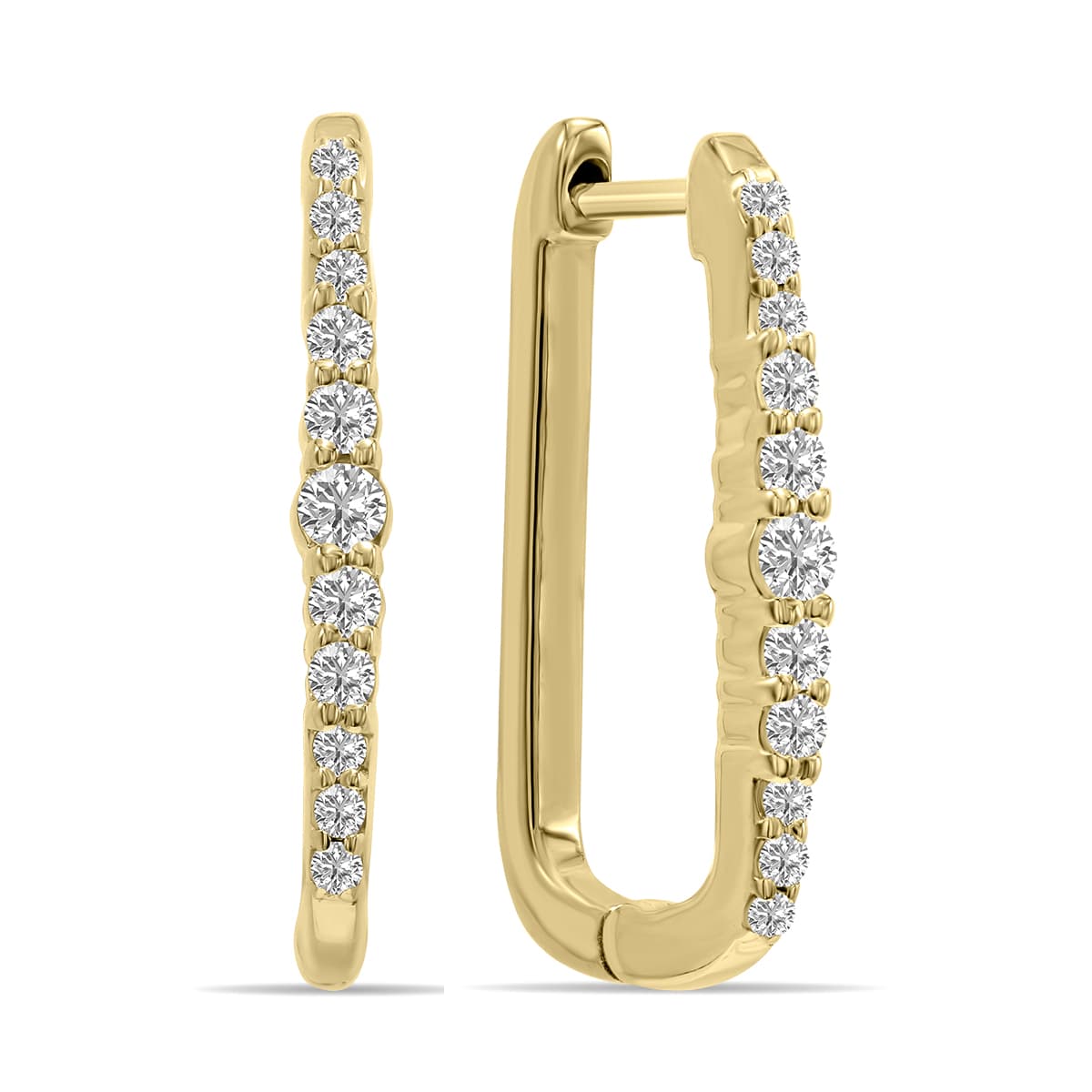 1/5 CTW Lab Grown Diamond Huggies Hoop Earrings in 10K Yellow Gold (F-G Color, VS1- VS2 Clarity)