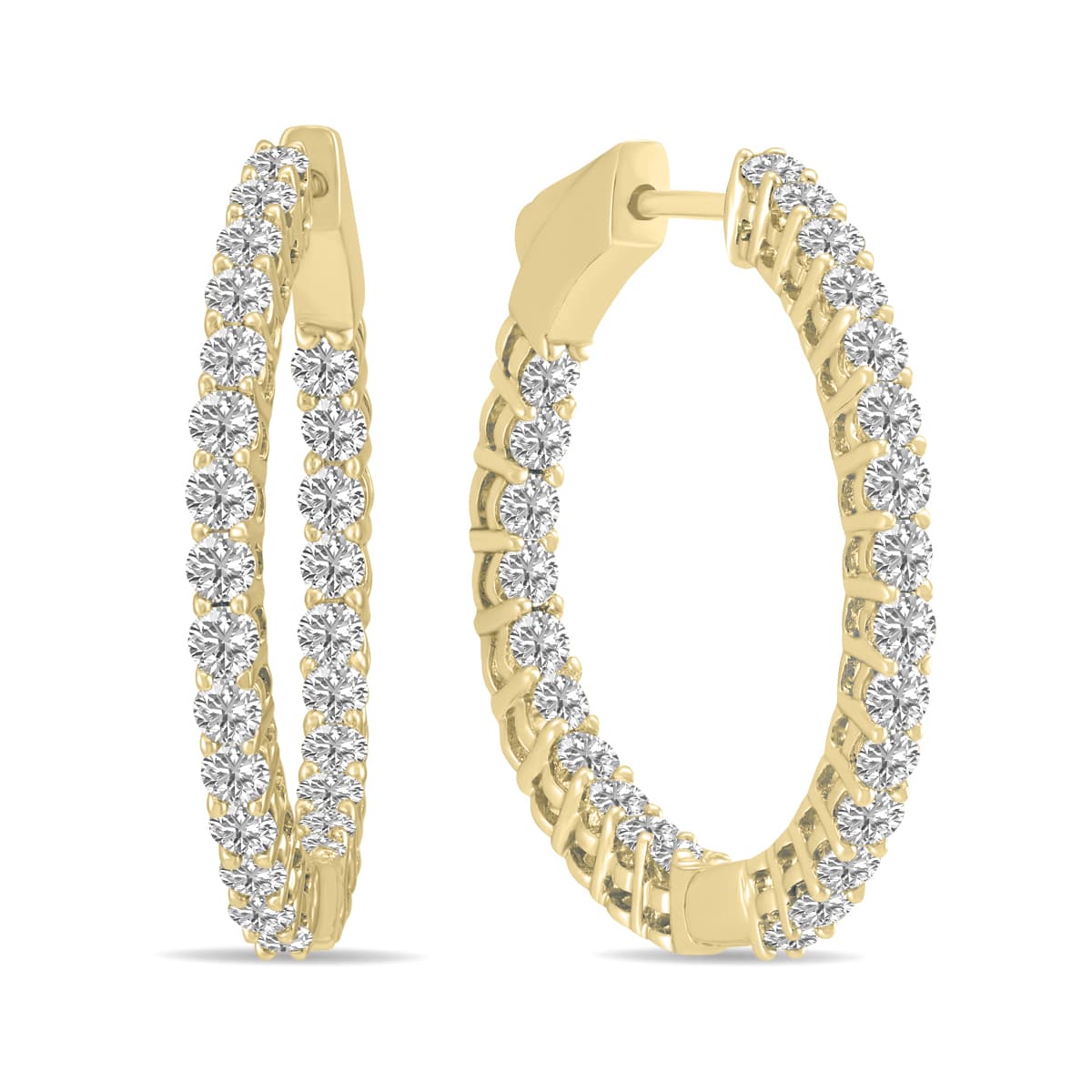 2 Carat TW Round Lab Grown Diamond Hoop Earrings in 14K Yellow Gold