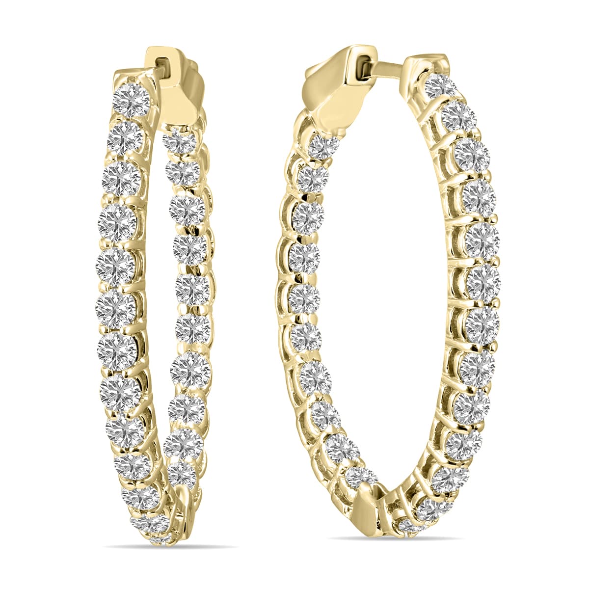 2 Carat TW Oval Lab Grown Diamond Hoop Earrings in 14K Yellow Gold