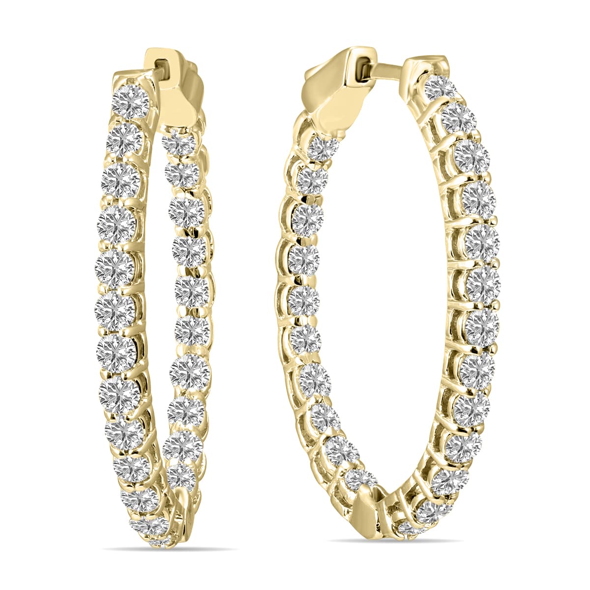3 Carat TW Oval Lab Grown Diamond Hoop Earrings in 14K Yellow Gold