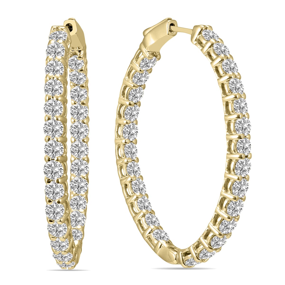 5 Carat TW Oval Lab Grown Diamond Hoop Earrings in 14K Yellow Gold