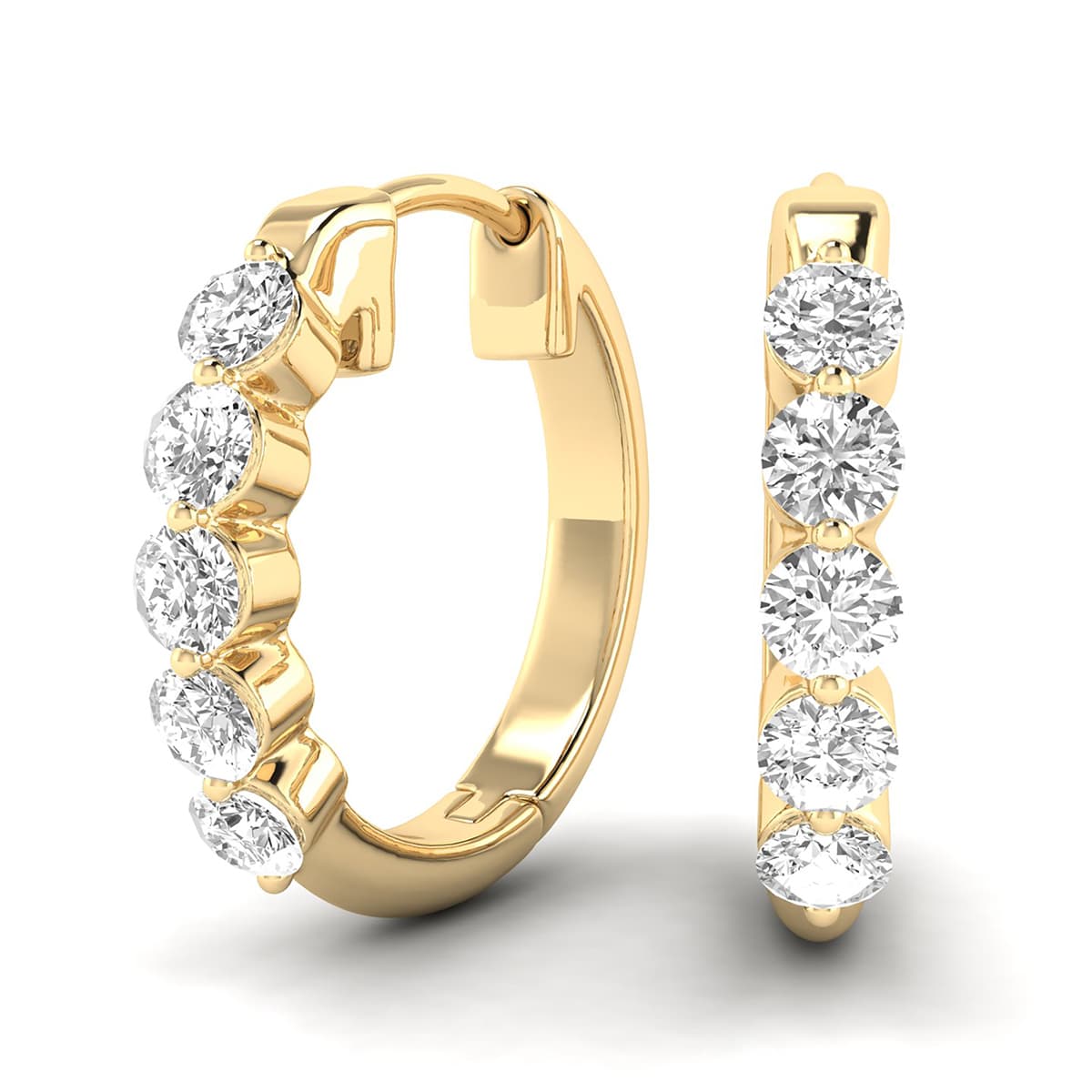 1/2 Carat TW Classic Diamond Hoop Earrings in 14K Yellow Gold