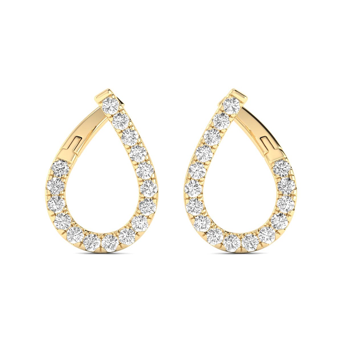 1 1/4 Carat TW Fancy Natural Diamond Hoop Earrings in 14K Yellow Gold