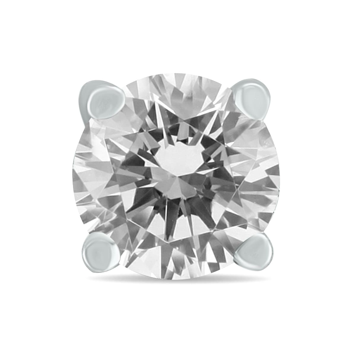 1/4 Carat Round Single Stud Diamond Earring in 14K White Gold