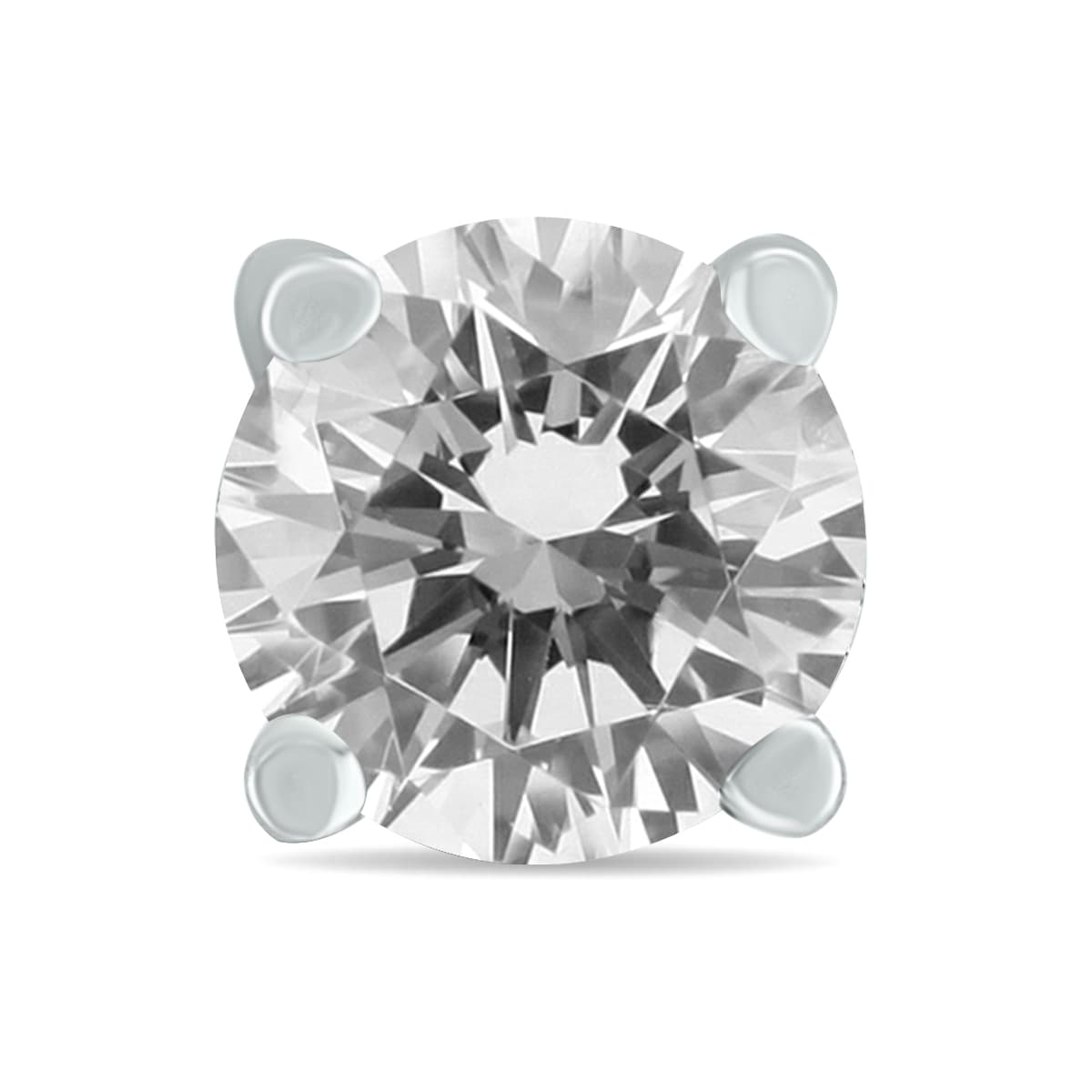 3/8 Carat Round Single Stud Diamond Earring in 14K White Gold