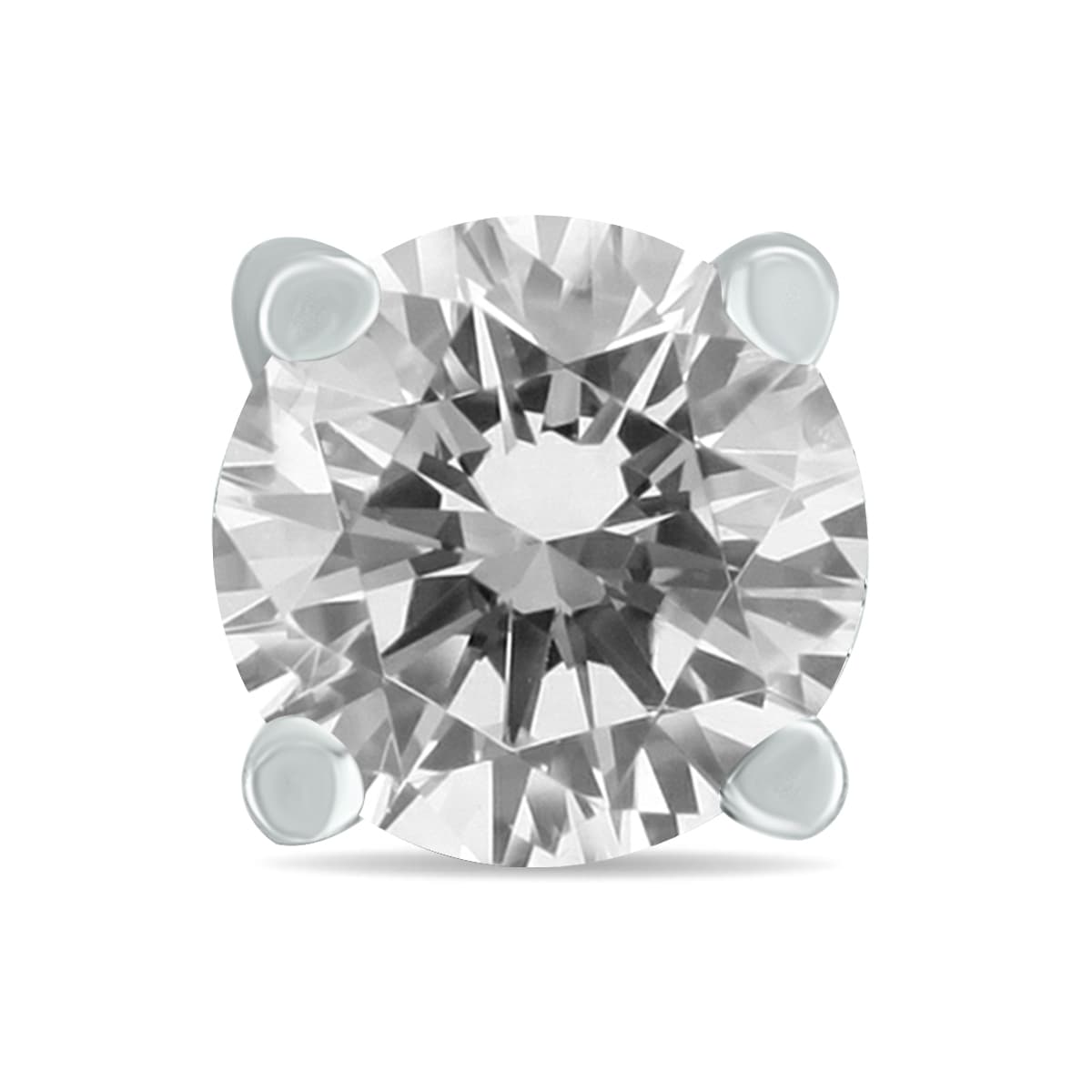 1/2 Carat Round Single Stud Diamond Earring in 14K White Gold