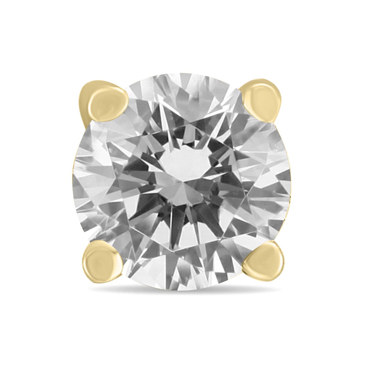 3/8 Carat Round Single Stud Diamond Earring in 14K Yellow Gold