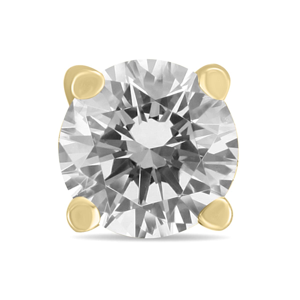 1/2 Carat Round Single Stud Diamond Earring in 14K Yellow Gold