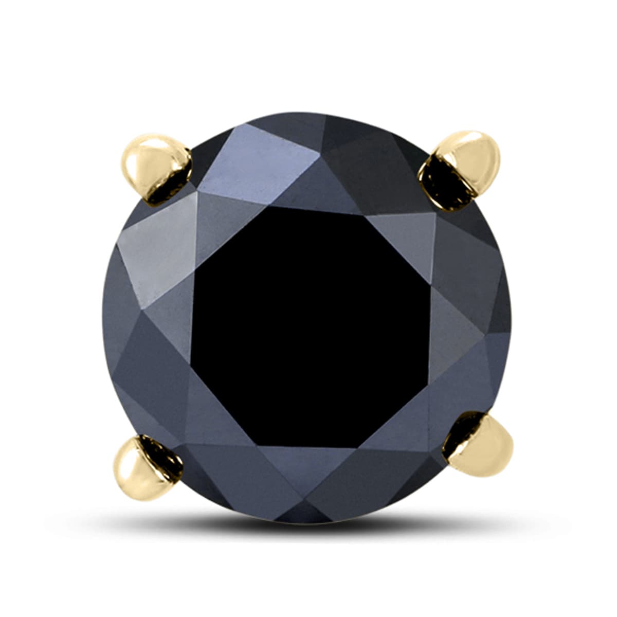 1/2 Carat Round Single Solitaire Black Diamond Stud Earring in 10K Yellow Gold