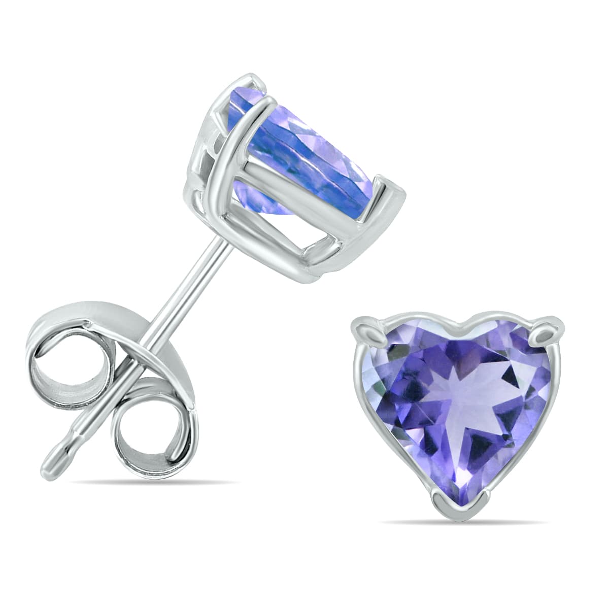 14K White Gold 5MM Heart Tanzanite Earrings