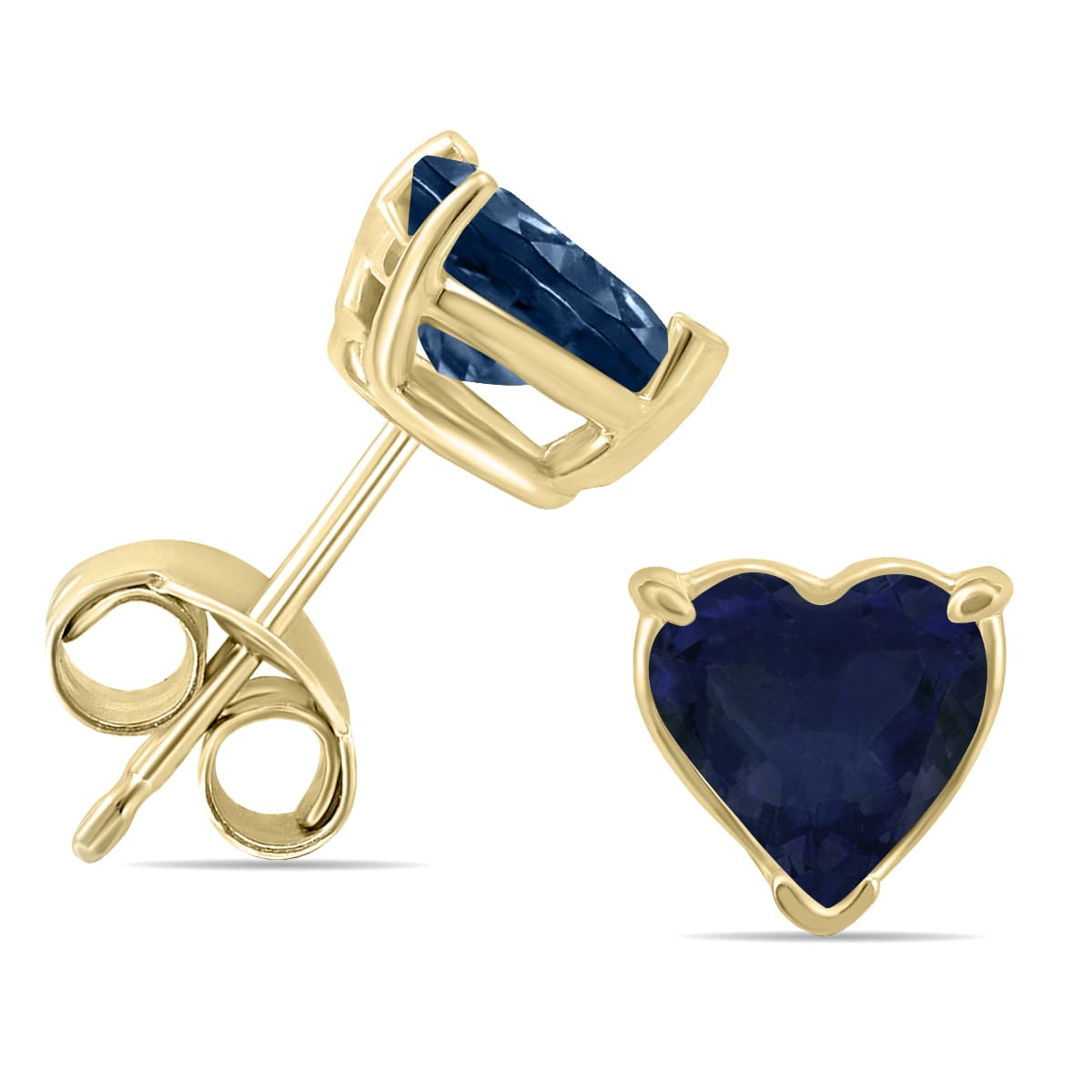 14K Yellow Gold 5MM Heart Sapphire Earrings