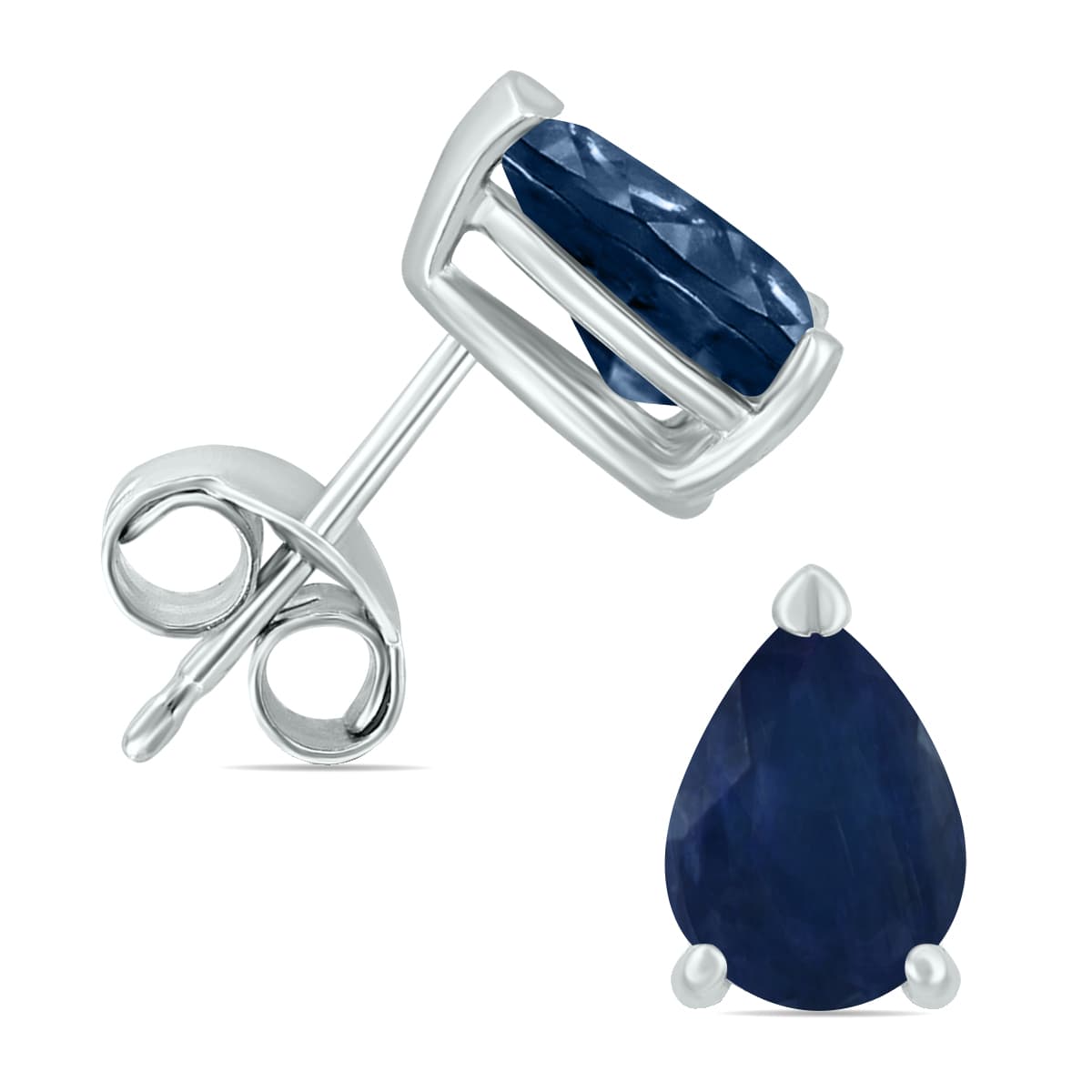 14K White Gold 5x3MM Pear Sapphire Earrings