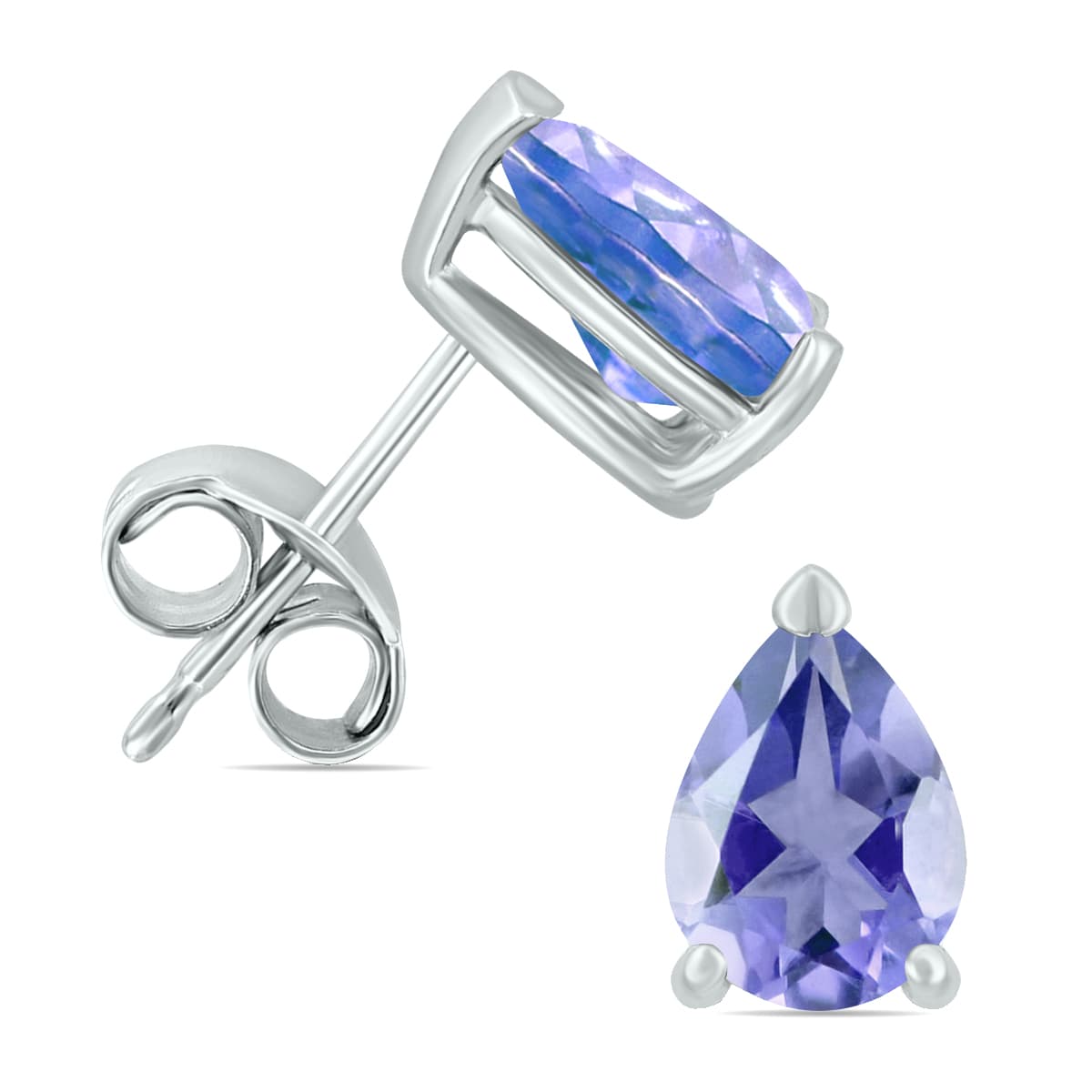 14K White Gold 5x3MM Pear Tanzanite Earrings
