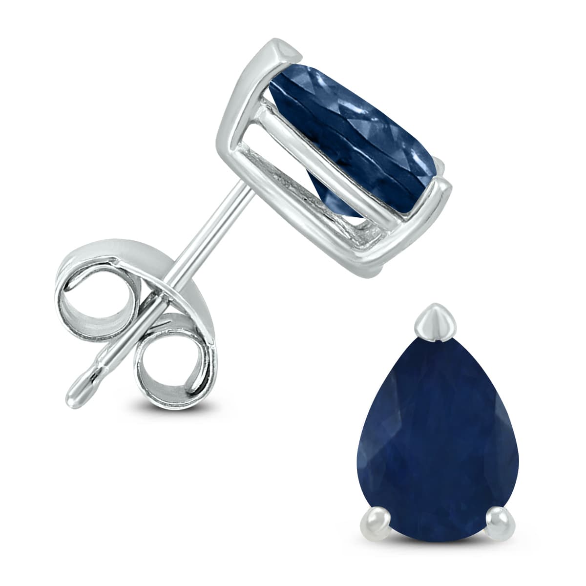 14K White Gold 6x4MM Pear Sapphire Earrings