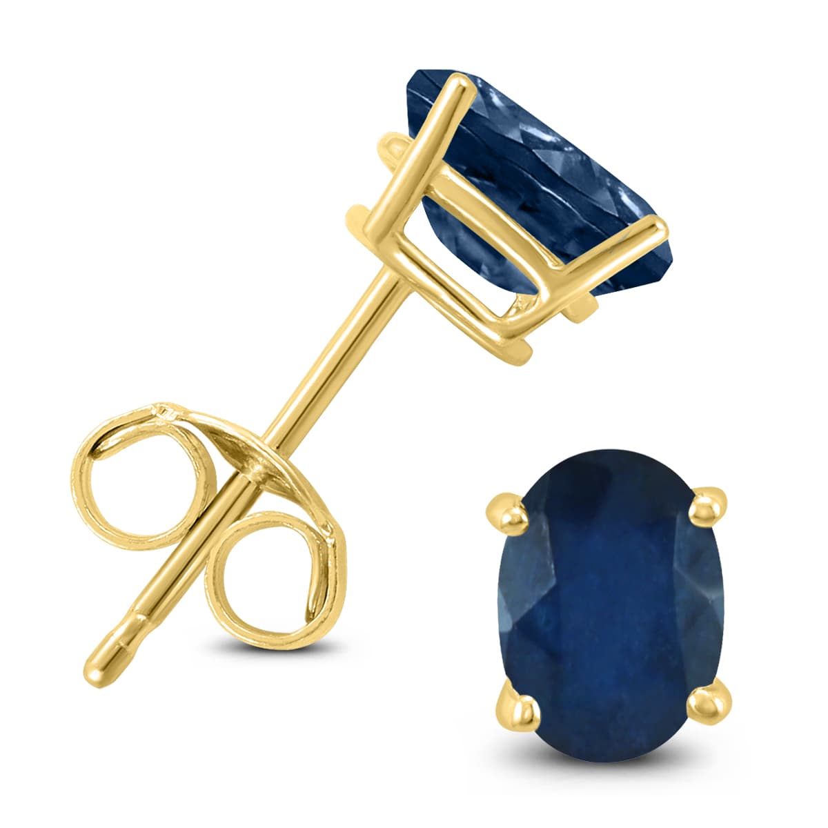 14K Yellow Gold 5x3MM Oval Sapphire Earrings