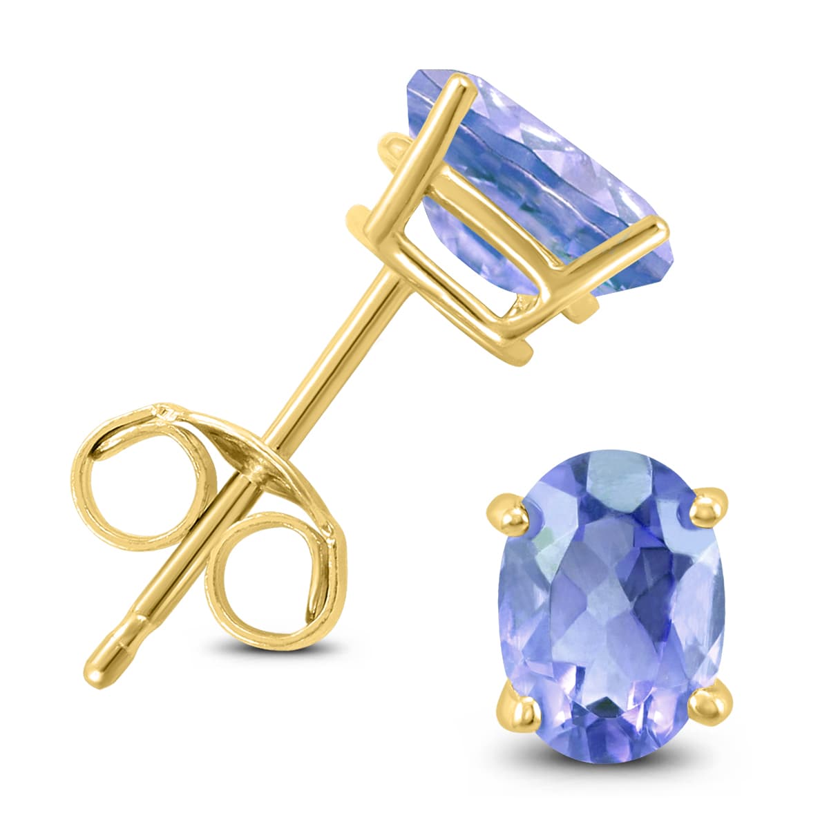 14K Yellow Gold 5x3MM Oval Tanzanite Earrings