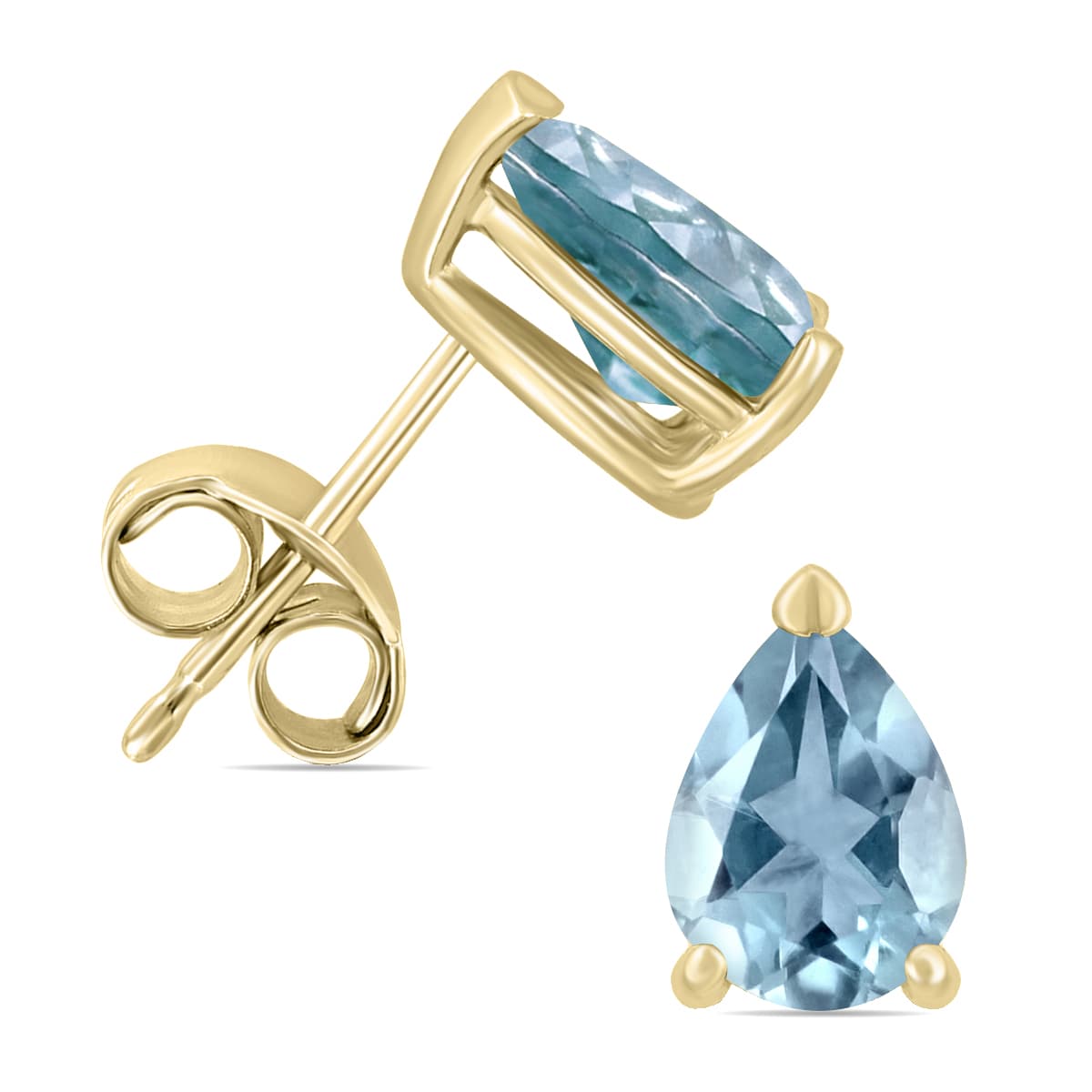 14K Yellow Gold 5x3MM Pear Aquamarine Earrings