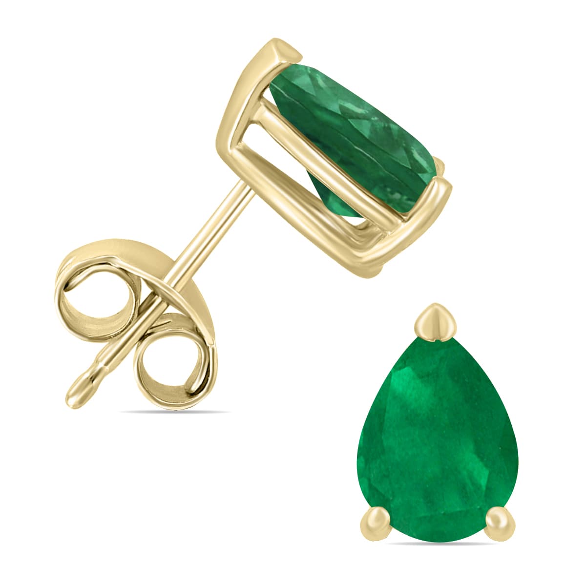 14K Yellow Gold 5x3MM Pear Emerald Earrings
