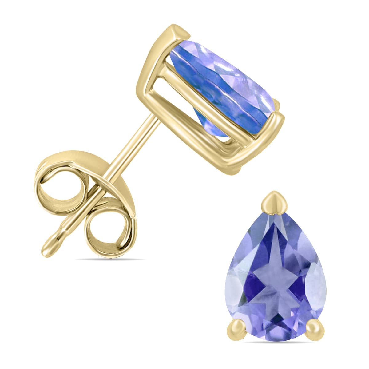 14K Yellow Gold 5x3MM Pear Tanzanite Earrings
