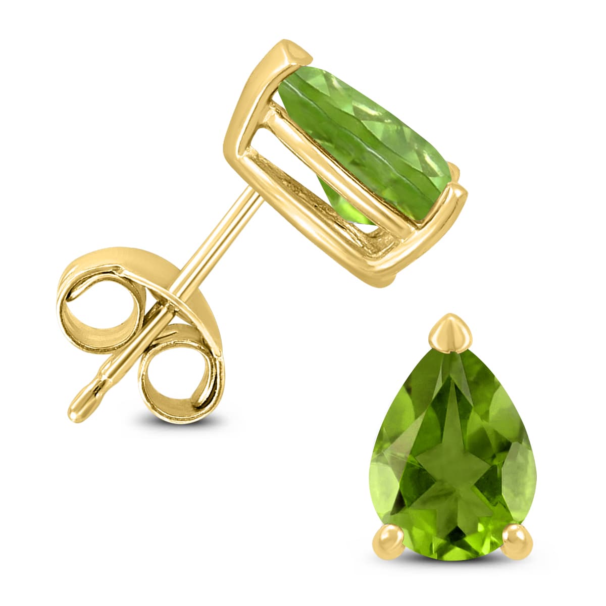 14K Yellow Gold 6x4MM Pear Peridot Earrings