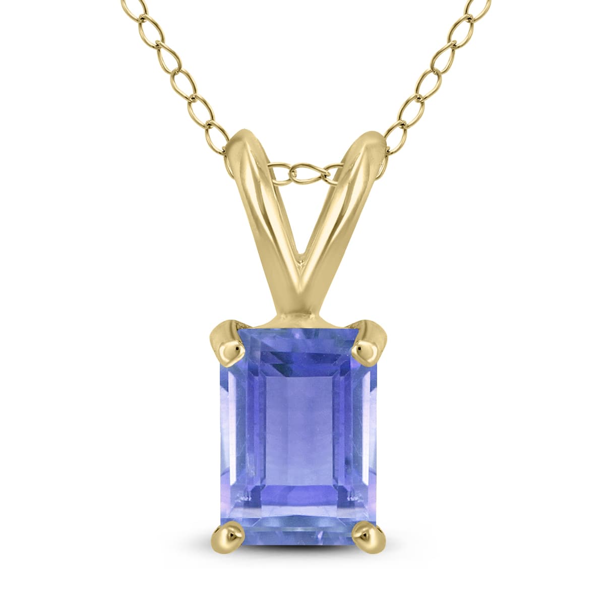 14K Yellow Gold 5x3MM Emerald Shaped Tanzanite Pendant