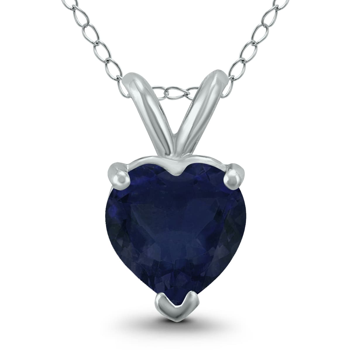 14K White Gold 4MM Heart Sapphire Pendant