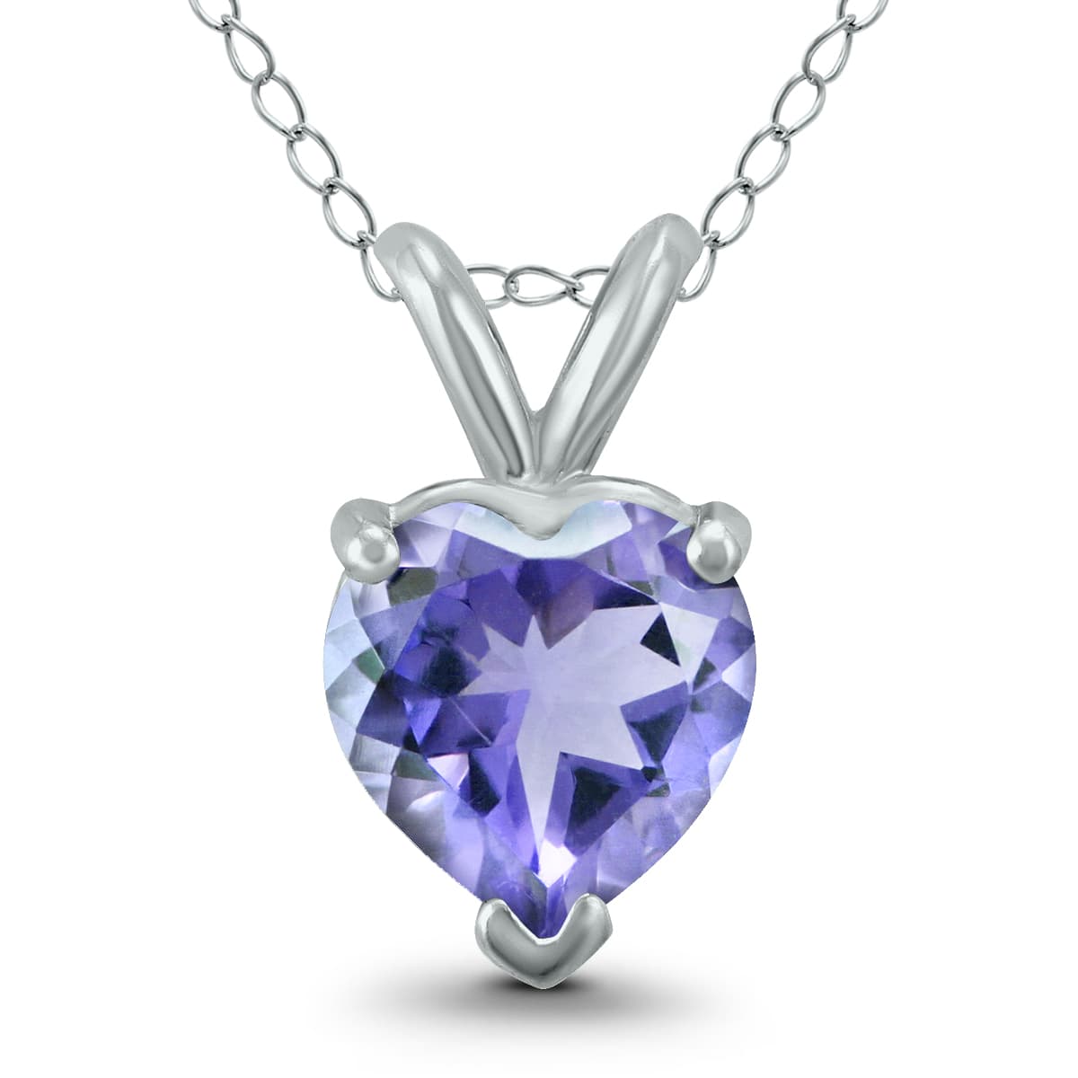 14K White Gold 4MM Heart Tanzanite Pendant