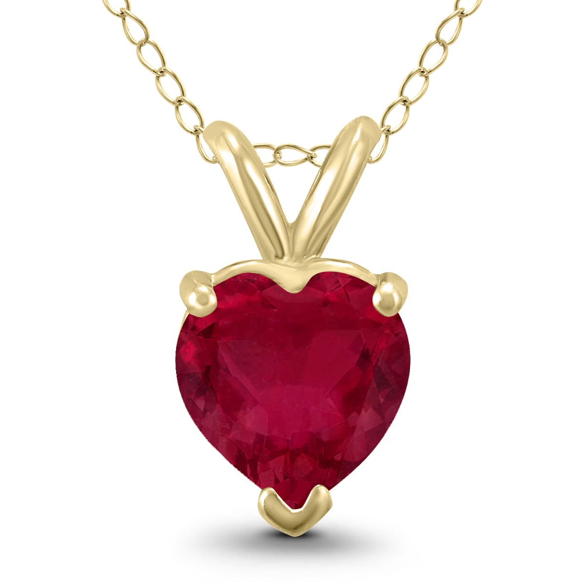 14K Yellow Gold 4MM Heart Ruby Pendant
