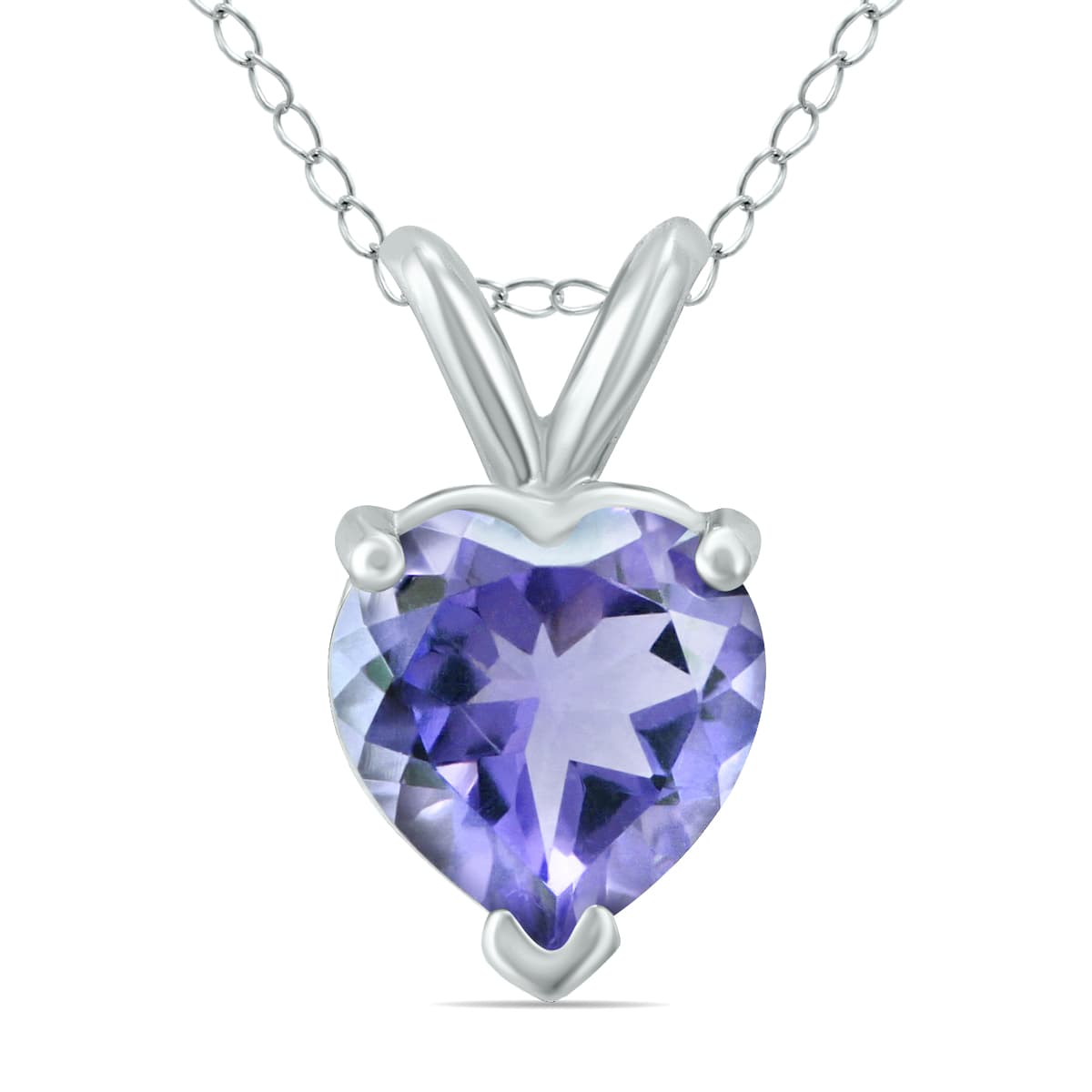14K White Gold 5MM Heart Tanzanite Pendant