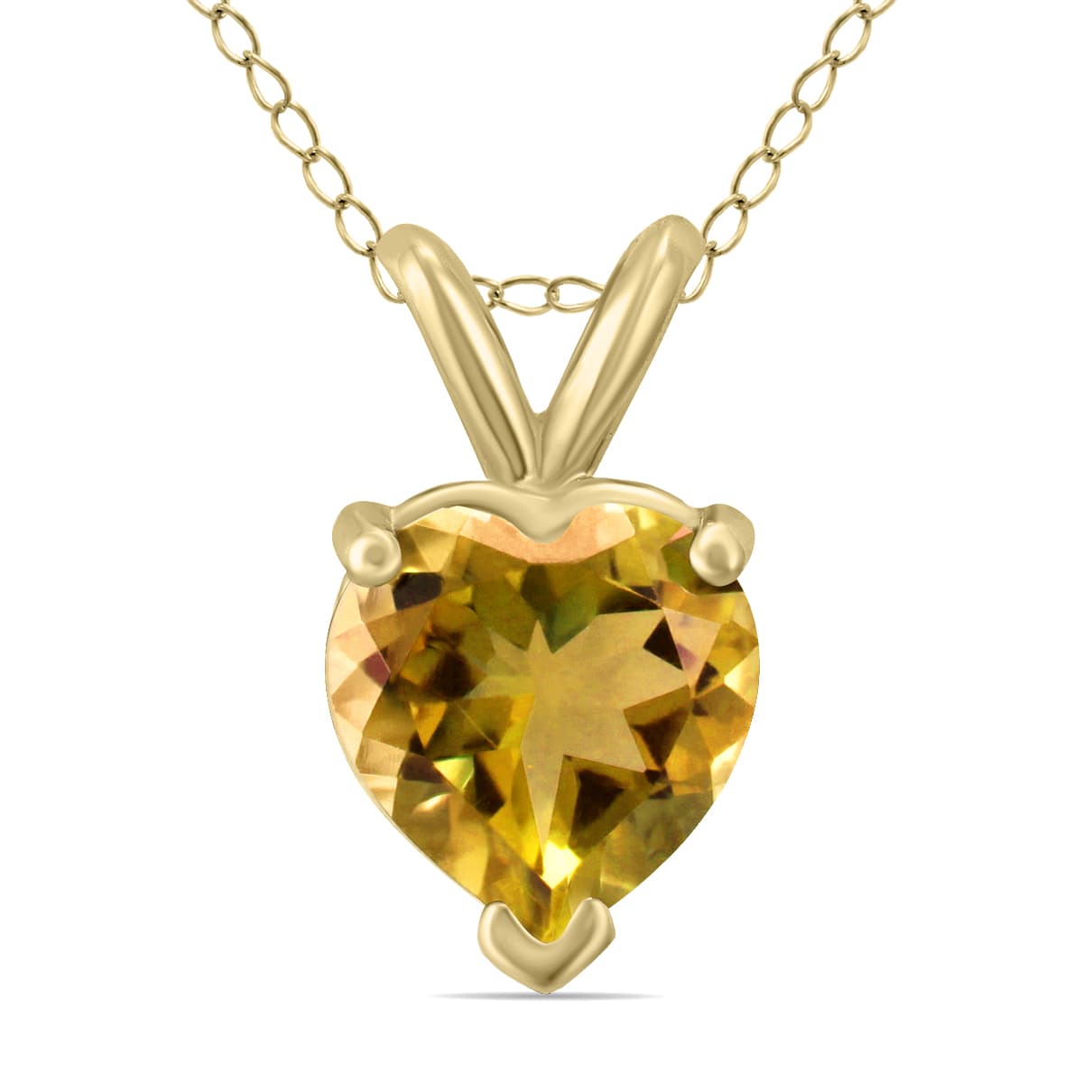 14K Yellow Gold 5MM Heart Citrine Pendant