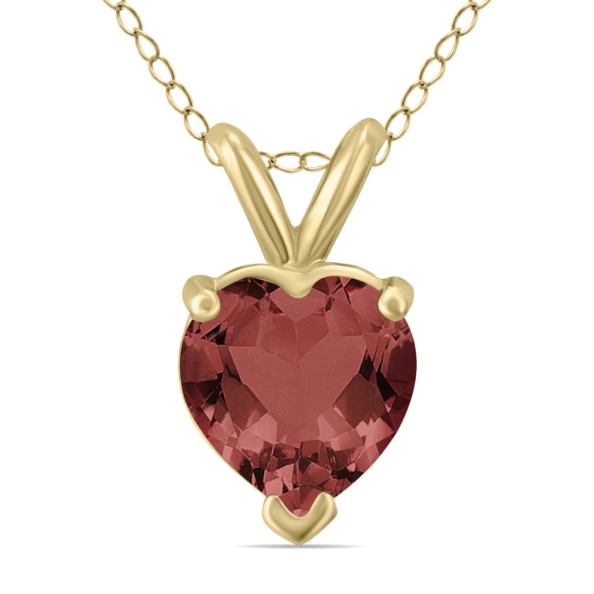 14K Yellow Gold 5MM Heart Garnet Pendant