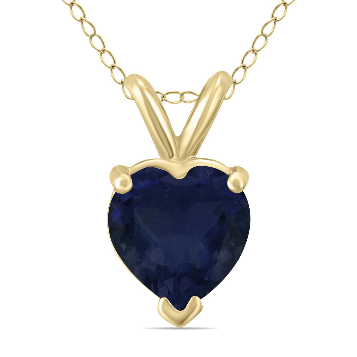 14K Yellow Gold 5MM Heart Sapphire Pendant