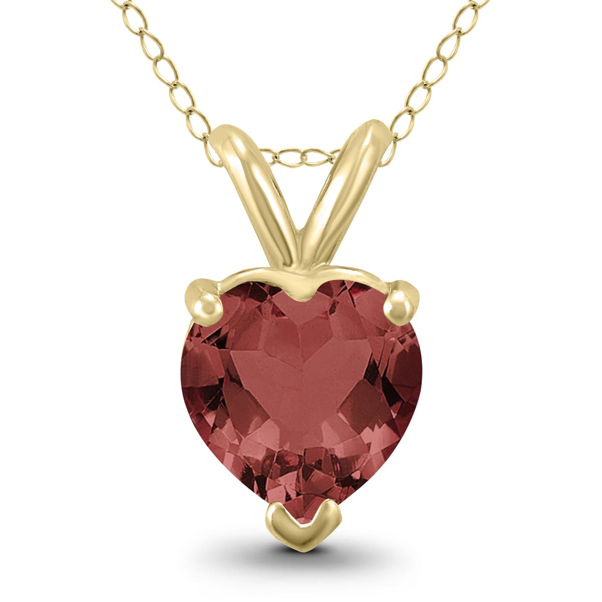 14K Yellow Gold 6MM Heart Garnet Pendant