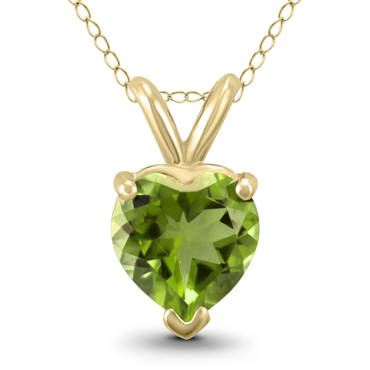 14K Yellow Gold 6MM Heart Peridot Pendant