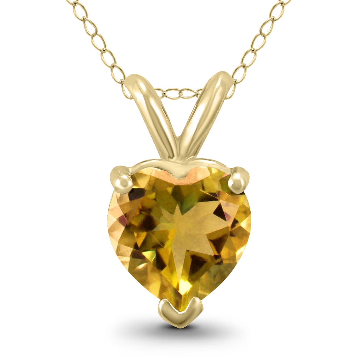 14K Yellow Gold 7MM Heart Citrine Pendant