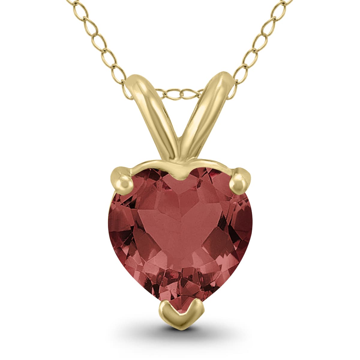 14K Yellow Gold 7MM Heart Garnet Pendant