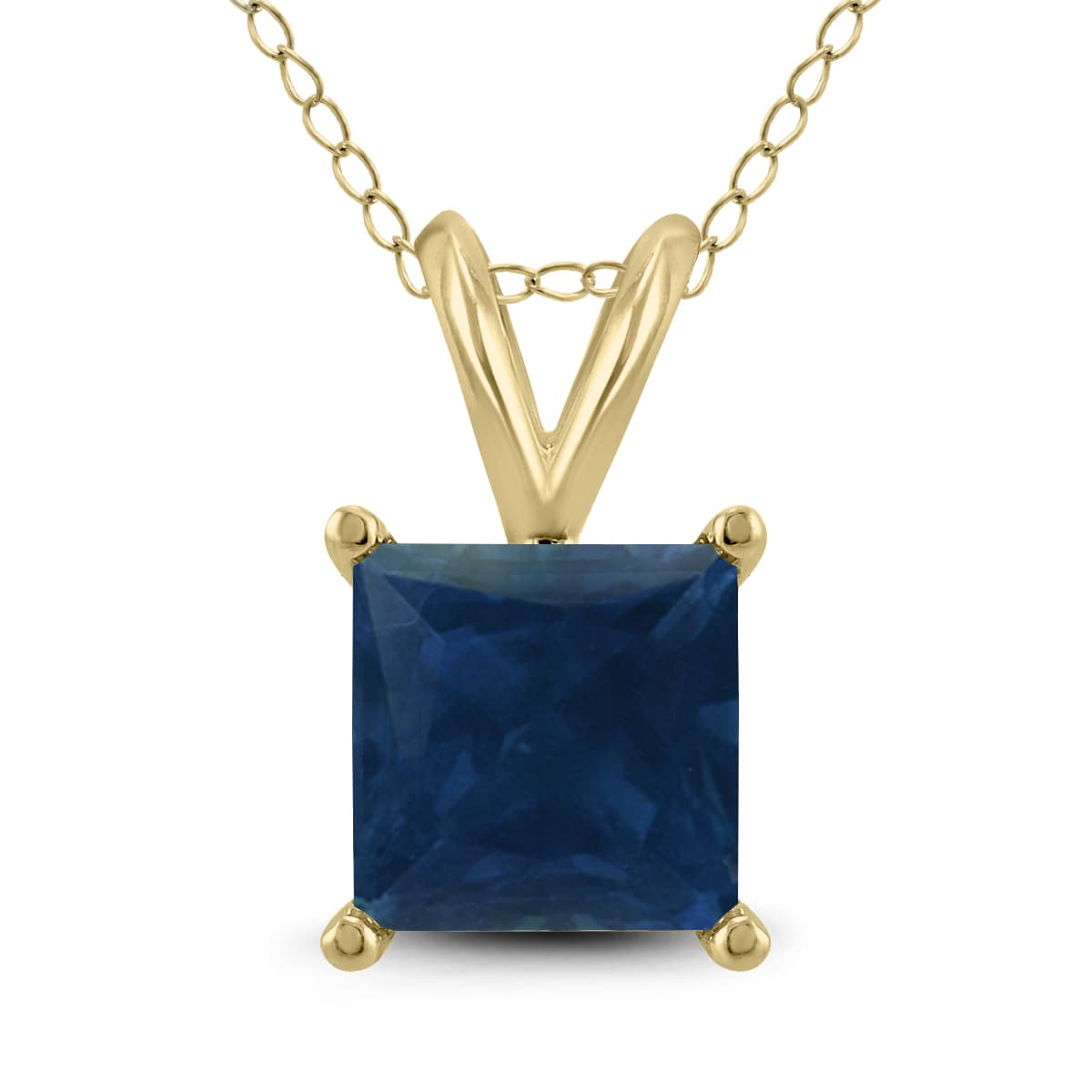 14K Yellow Gold 5MM Square Sapphire Pendant