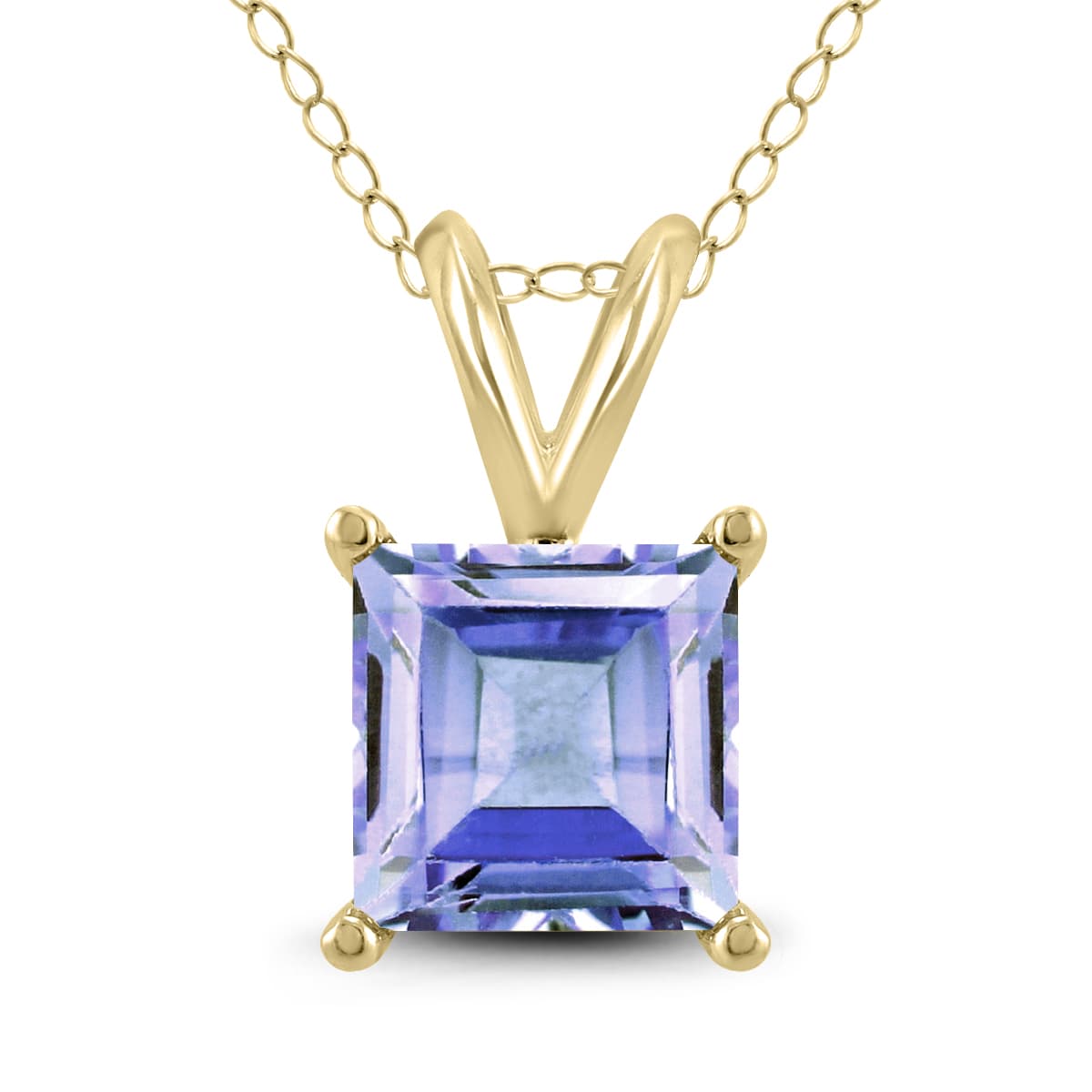 14K Yellow Gold 5MM Square Tanzanite Pendant
