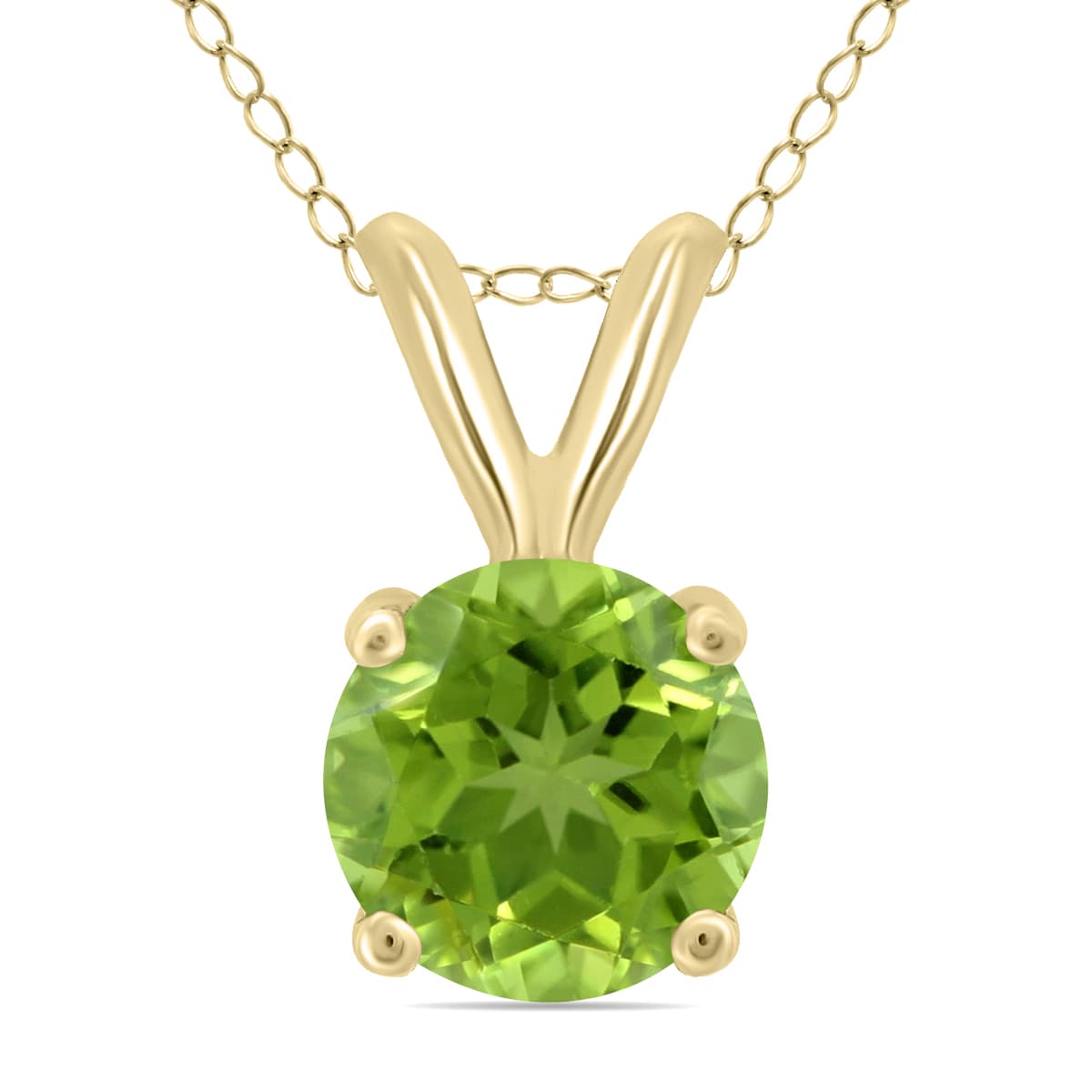 14K Yellow Gold 5MM Round Peridot Pendant
