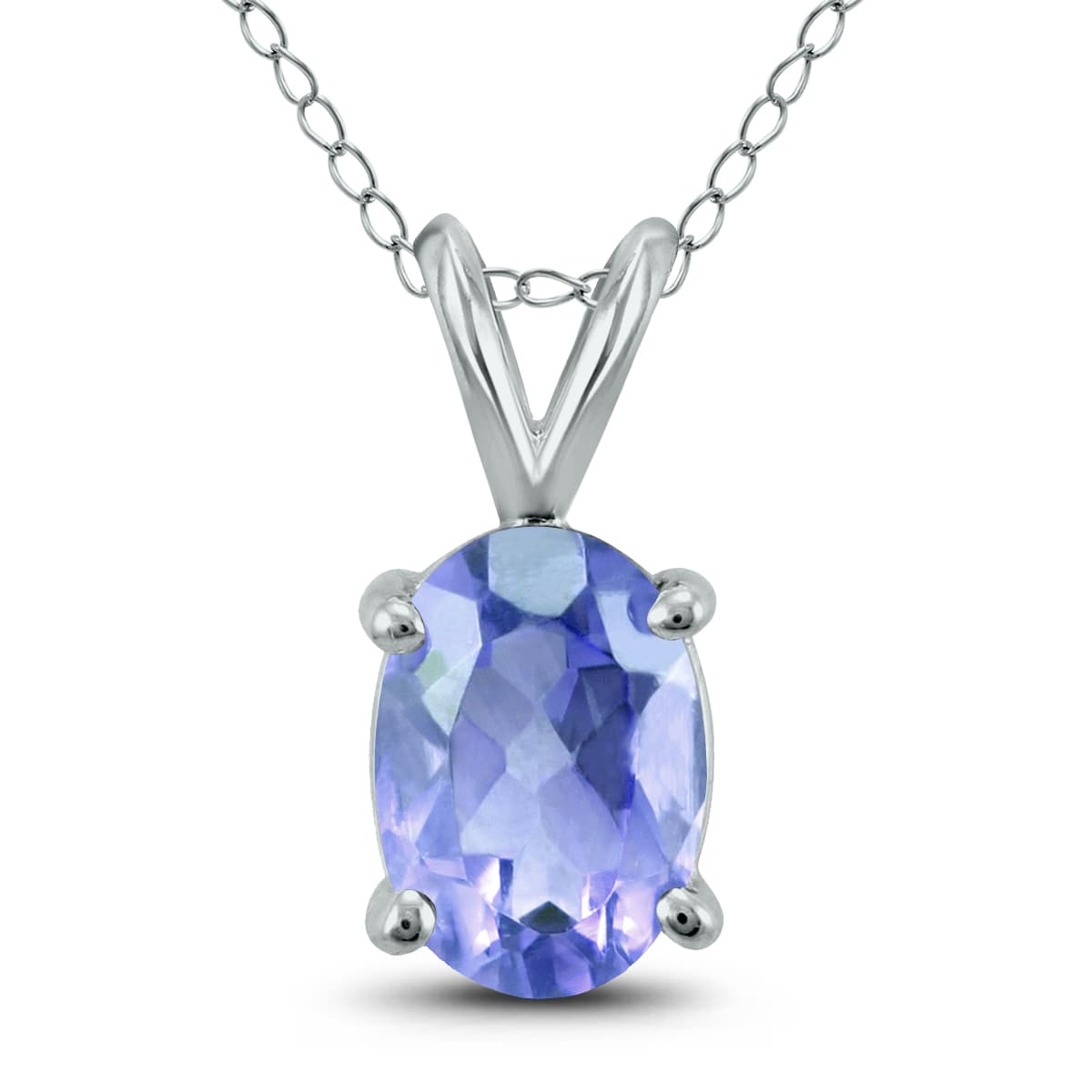 14K White Gold 5x3MM Oval Tanzanite Pendant