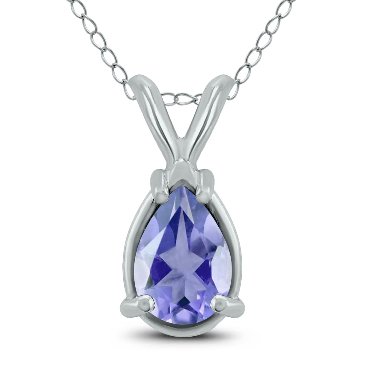 14K White Gold 6x4MM Pear Tanzanite Pendant