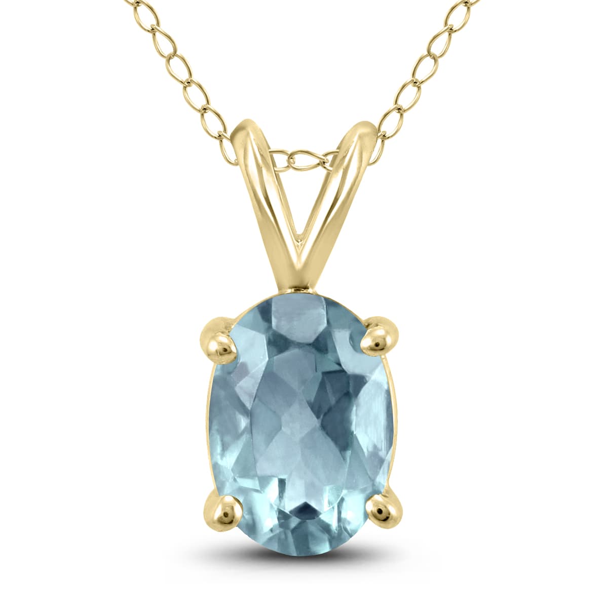14K Yellow Gold 5x3MM Oval Aquamarine Pendant