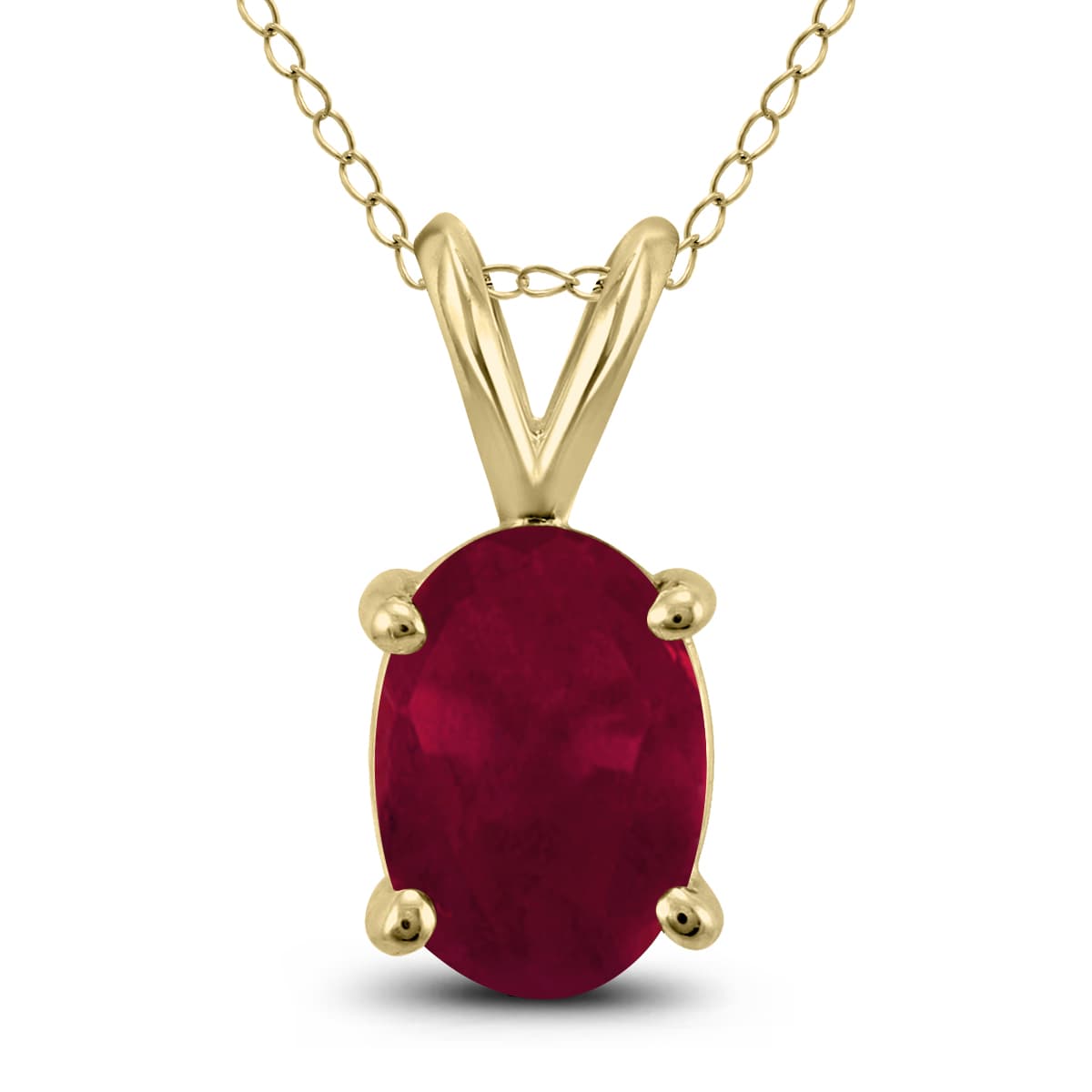 14K Yellow Gold 6x4MM Oval Ruby Pendant