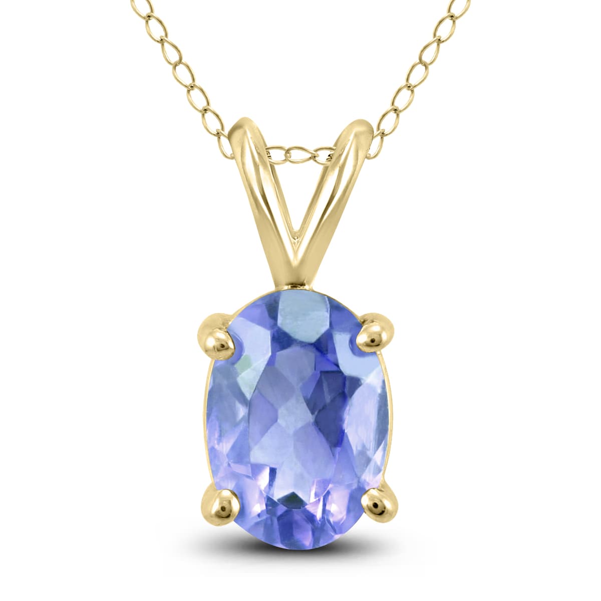 14K Yellow Gold 6x4MM Oval Tanzanite Pendant