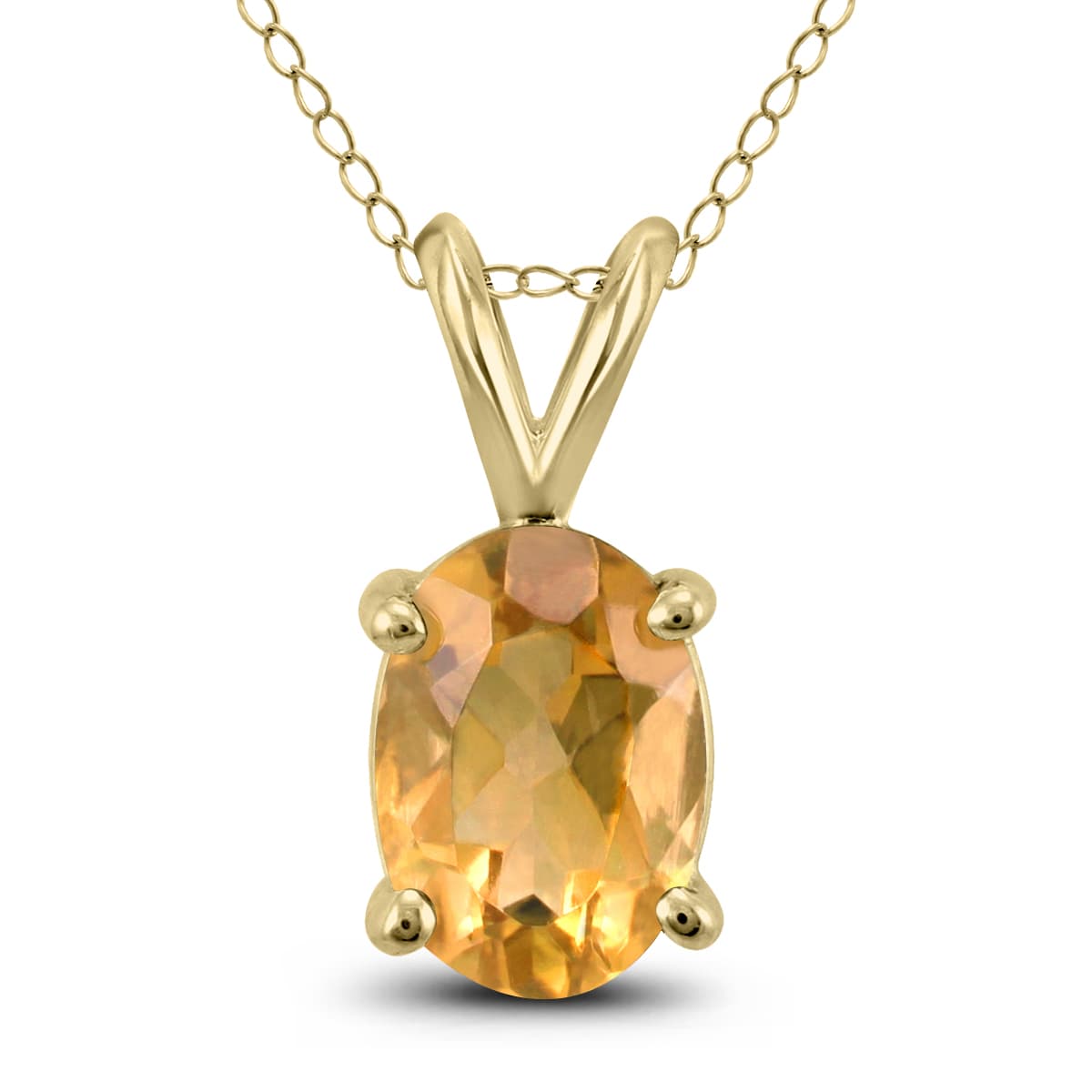 14K Yellow Gold 8x6MM Oval Citrine Pendant
