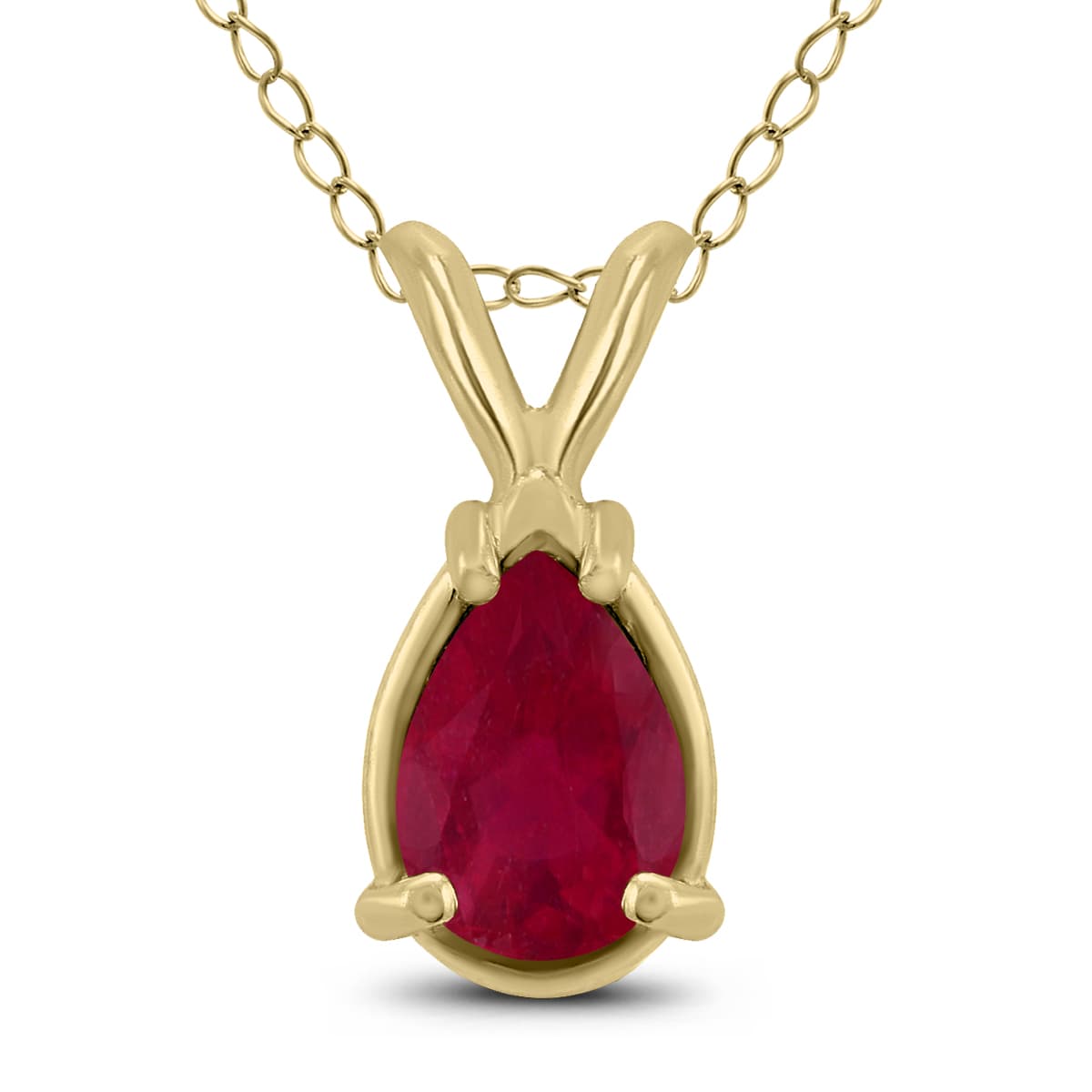 14K Yellow Gold 5x3MM Pear Ruby Pendant