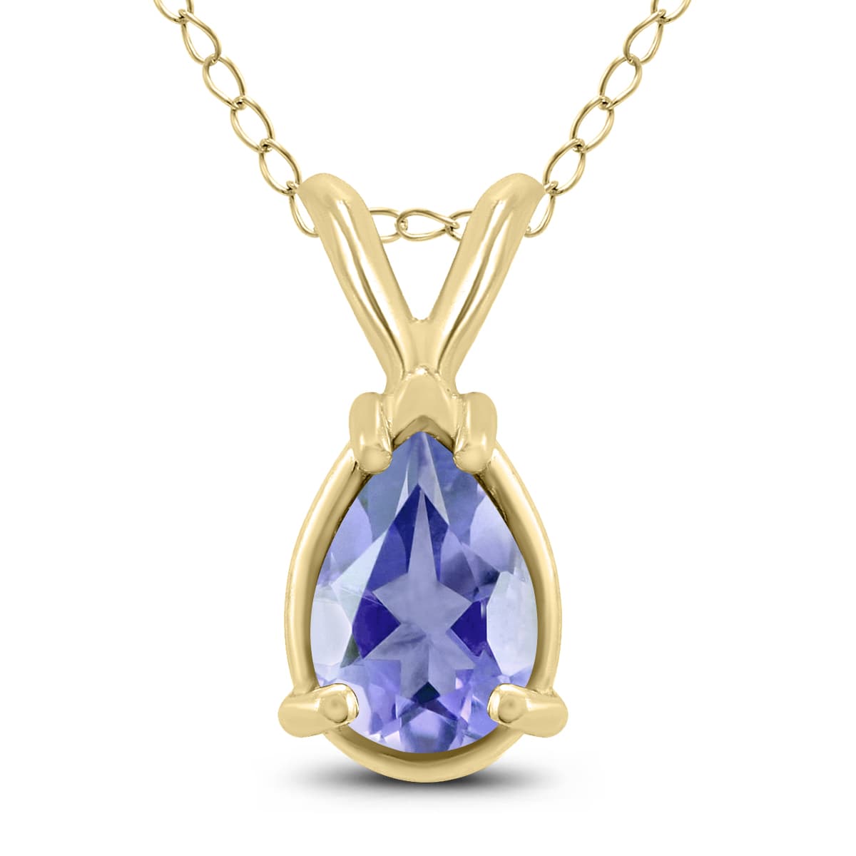 14K Yellow Gold 5x3MM Pear Tanzanite Pendant