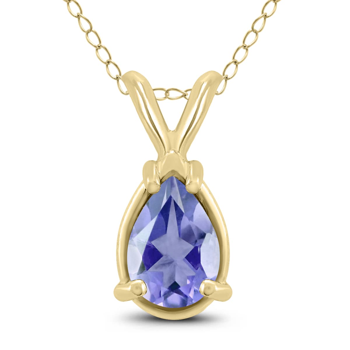 14K Yellow Gold 6x4MM Pear Tanzanite Pendant