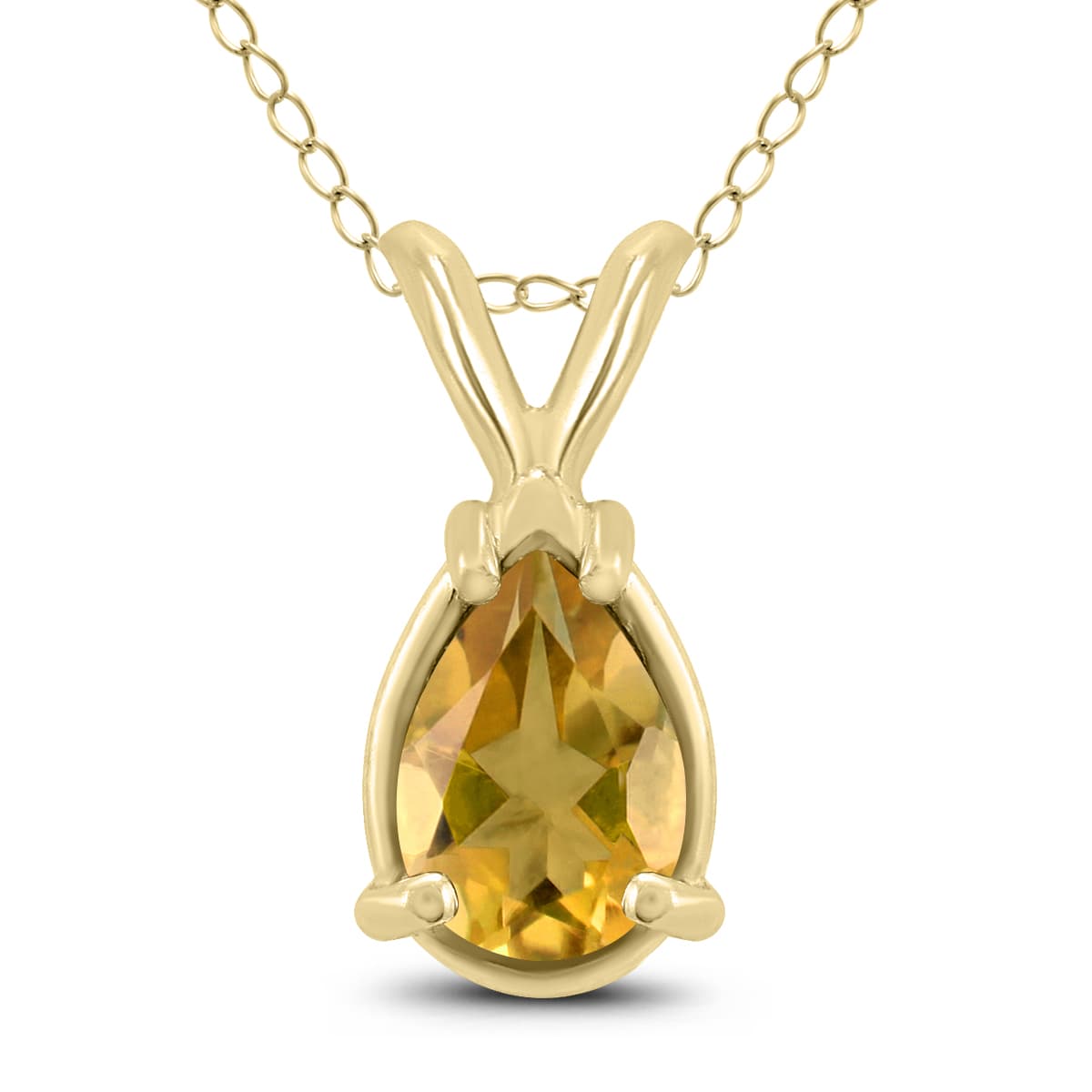 14K Yellow Gold 7x5MM Pear Citrine Pendant
