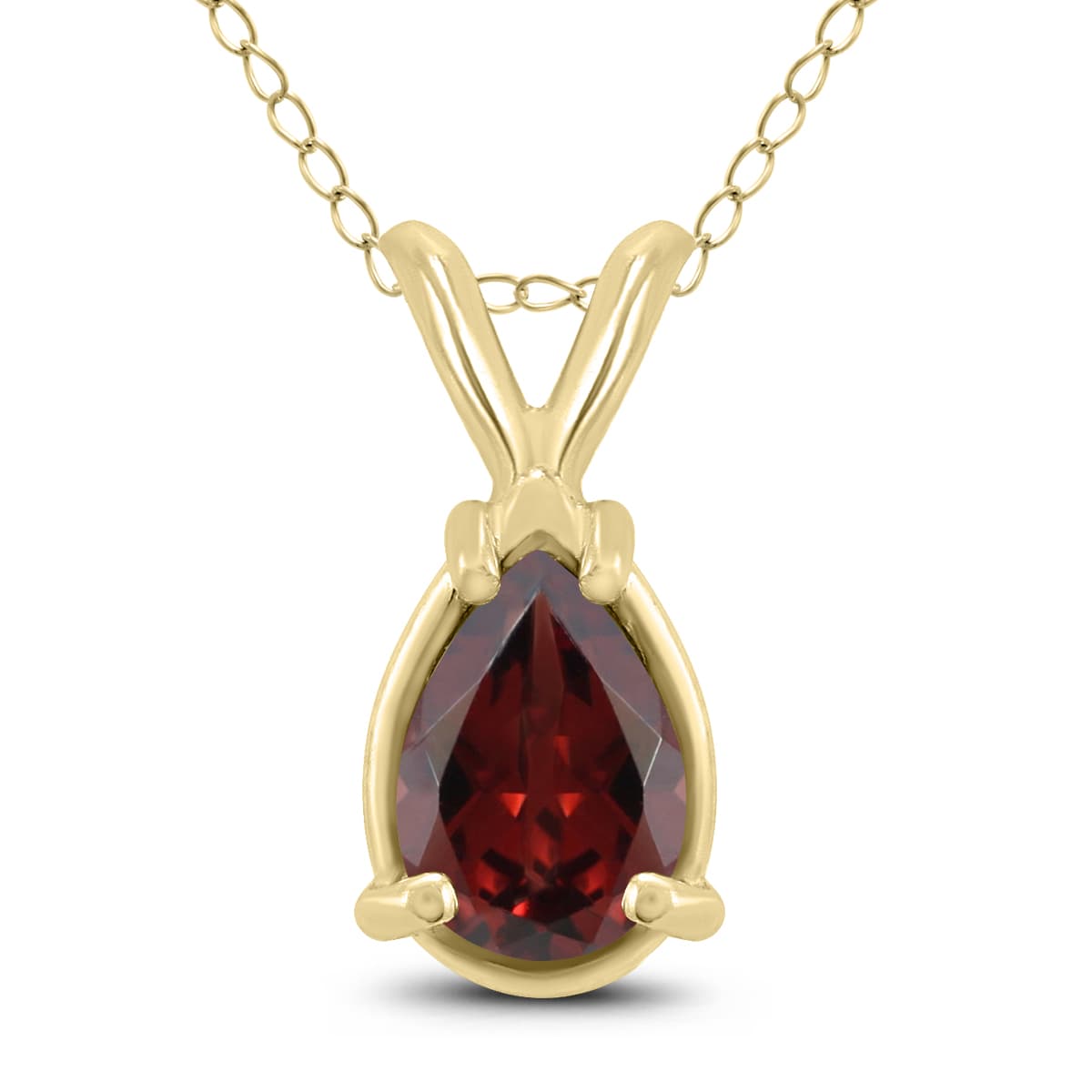 14K Yellow Gold 8x6MM Pear Garnet Pendant